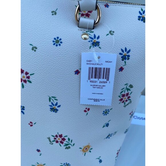 Coach tote gallery wildflower printed large purse chalk multi - Picture 5 of 12